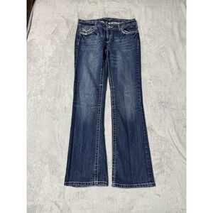 Amethyst Jeans Womens 11 Blue Bootcut Low Rise Medium Wash Distressed 31x31